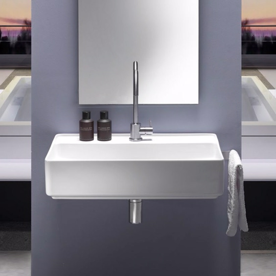 FLY 60 x 38 Blank Hvit - Servant for vegg eller benkeplate i poselen