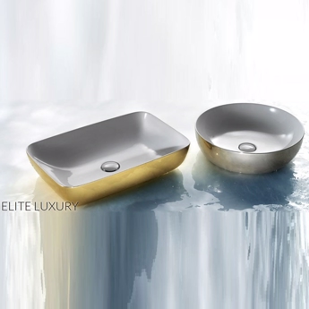 Elite Round håndvask i platin og guld