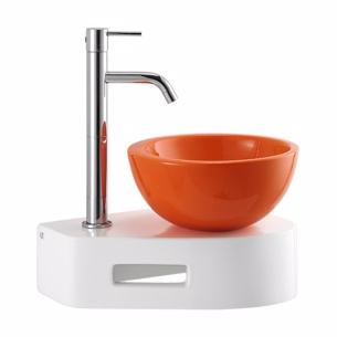 Liten hvit bolleservant Compact V med hvit konsoll | Design4home