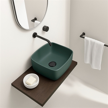 Liten Matt mørkegrønn servant Fiore Mini Square