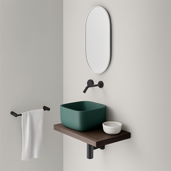 Fiore Mini Square elegant Matt mørkegrønn servant