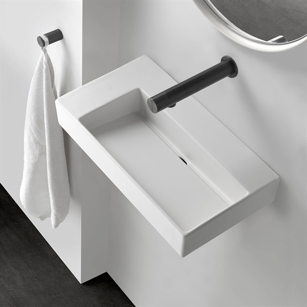  Unplug Stand Mini V - Liten servant 25 x 45,5 cm med sidehylle i hvit porselen