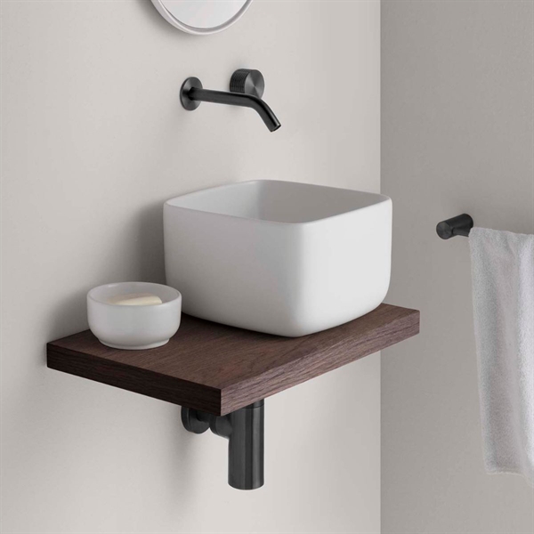 Fiore Mini Square Matt hvit - Liten servant 25 x 25 i porselen