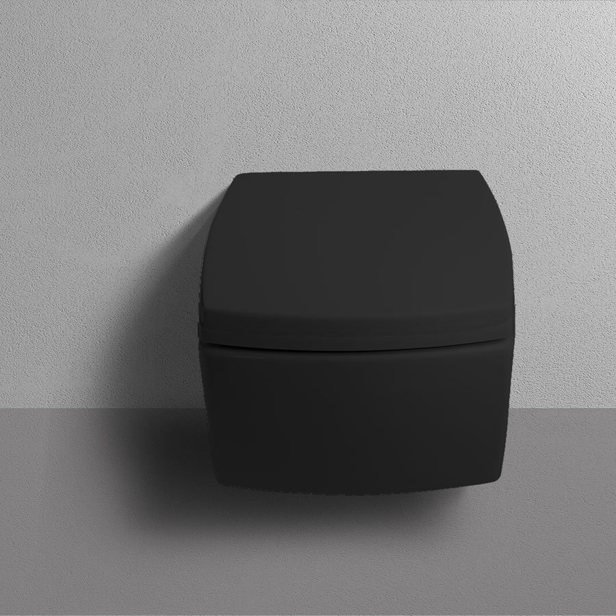 Toalettsete for Square toalett med Soft Close matt svart