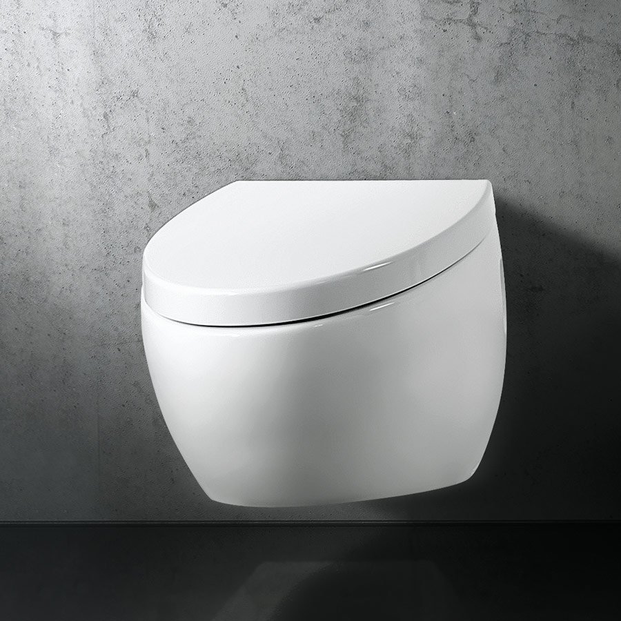 Ovale toalette i hvit porcelen